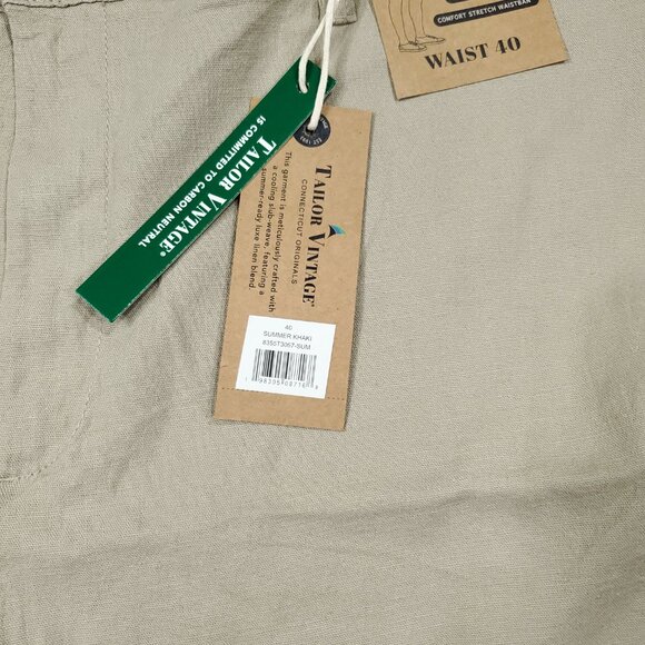 Tailor Vintage Greenwich Chino Shorts Stretch Khaki Linen Size 40 Beige Tan - Picture 4 of 8